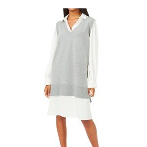 Riley & Rae Gray and White Long Sleeve Dress